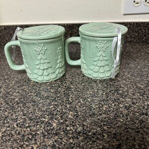 Temp-tations By Tara Green Holiday Tree Mug With Lid Coaster Ornament Set 16 Oz